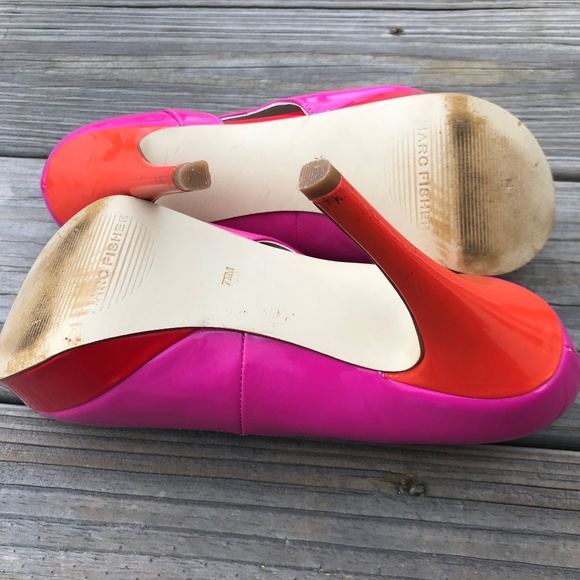 Marc Fisher Women Heels Shoes Open Toe Pink Red - Picture 8 of 8